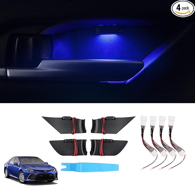 Powerty LED Light for 2025 2026 Toyota Camry XV80 Accessories Inner Door Handle Bowl Mood Lighting Decorative Interior Lamp 4PCS Blue