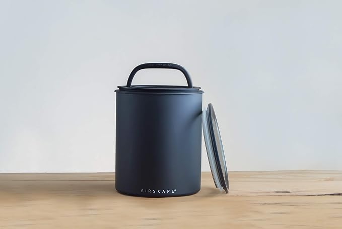 AirScape Planetary Design Kilo Coffee Storage Canister - US Patented Inner Plunger Lid Removes Excess Oxygen - DON'T buy airtight, BUY AIR-LESS - Holds 2.2 lbs Coffee Beans - (Matte Black)
