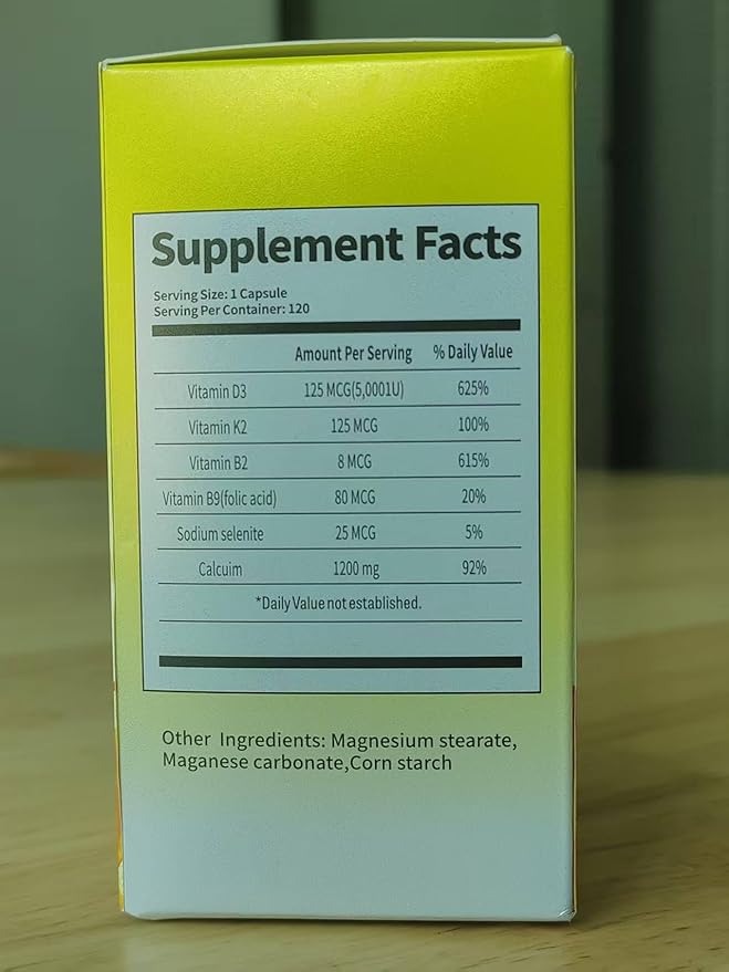 Vitamine D3+K2, D3 5000 UI avec K2 MK-7 125 mcg, 120 capsules, sans gluten, approvisionnement de 120 jours, lot de 2