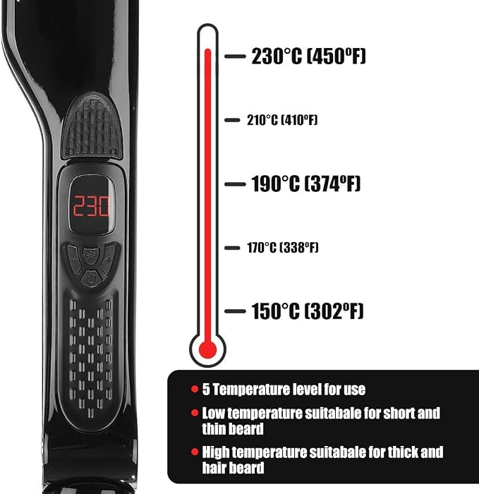 Professional Steam Hair Straightener Brush Ceramic Flat Iron, Electric Hair Crimper Heating Comb Straightening Iron, Fast Steamer Hair Styling Appliances For All Hair Types (Black)