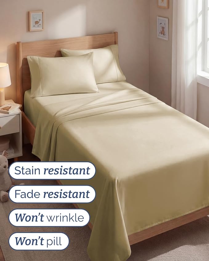 Twin 4 Piece Sheet Set - Comfy Breathable & Cooling - Ultra Soft Hotel Luxury Bedding Set with 8-16 Inch Deep Pockets - 1 Flat & 1 Fitted Sheet & 2 Pillowcases - Cozy, Wrinkle Free & Easy Care - Beige