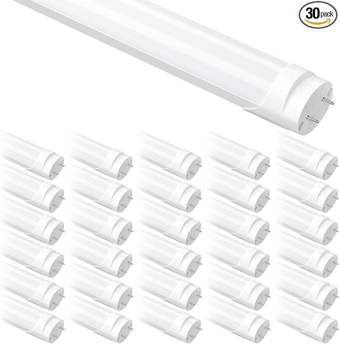 30 Pack T8 LED Bulbs 4 Foot Type A+B, 24W 3200LM 5000K Daylight, Plug and Play, F32T8 or F40T12 Fluorescent Light Bulbs 48 Inch Tube Lights Replacement, Double or Single End Powered