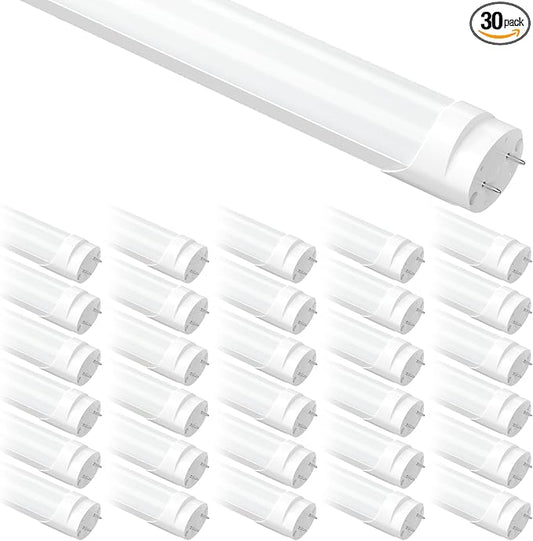 30 Pack T8 LED Bulbs 4 Foot Type A+B, 24W 3200LM 5000K Daylight, Plug and Play, F32T8 or F40T12 Fluorescent Light Bulbs 48 Inch Tube Lights Replacement, Double or Single End Powered