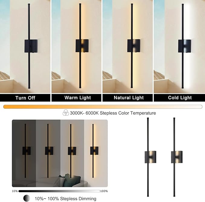 15800 mAh Battery Operated Wall Sconces with Remote Control Dimmable Wall Sconces Set of Two 3000K LED Matt Black Wireless Wall Light Battery Powered Cordless Rechargeable Sconces Wall Decor Set of 2