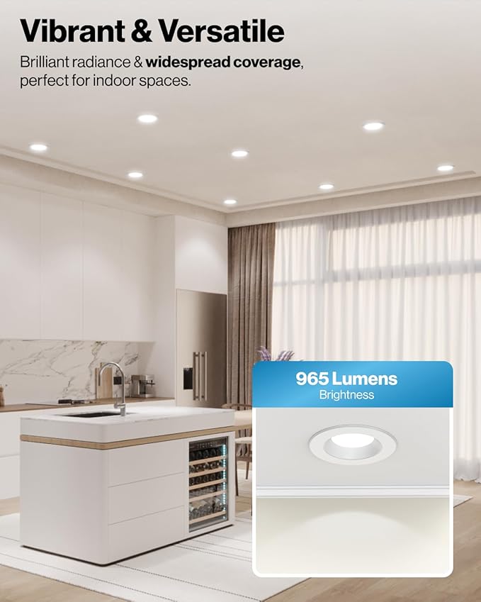 Sunco 6 Pack LED Recessed Lighting 6 Inch, Retrofit Can Lights, 965LM, 13W (100W Equivalent), Selectable CCT 2700K/3000K/3500K/4000K/5000K, Dimmable, Baffle Trim, Damp Rated UL