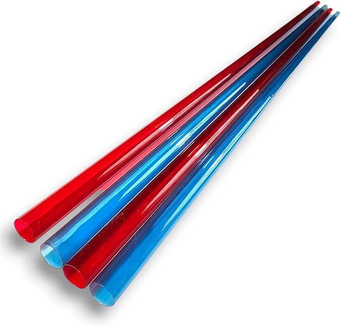 T5 F28 4' | T-5 Tube Lamps Sleeves | 48" Fluorescent Tube Guard with End Caps | 3/4" Wide | Fluorolite Plastics | Color: RED AND BLUE | 4 Pack
