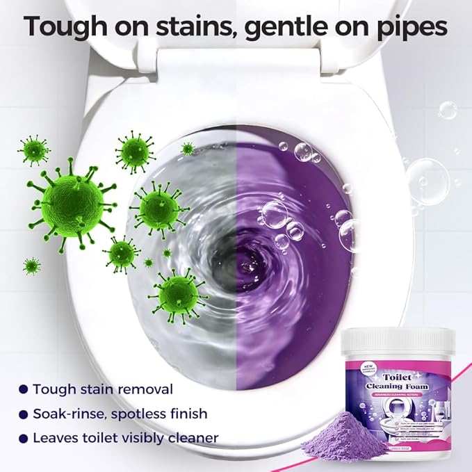 Nettoyant Moussant pour Toilettes, 2026 Nouveau Nettoyant Cuvette WC, Mousse de Nettoyage, Nettoyant Moussant Puissant pour Toilettes, Mousse Nettoyante, Poudre Moussante Sans Contact – Poudre Nettoyante Salle de Bain (2 PIÈCES)