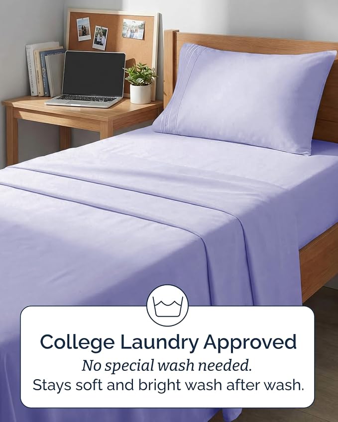 Twin XL 4 Piece Sheet Set - Comfy Breathable & Cooling - Ultra-Soft Hotel Luxury Bedding Set w/ 8-16 Inch Deep Pockets - 1 Flat & 1 Fitted Sheet & 2 Pillowcases - Wrinkle Free & Easy Care - Lavender