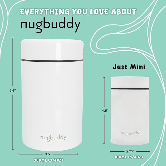 nugbuddy Mini Airtight Storage Container - Vacuum Sealed Insulated w Nested Glass Jar - UV Protection, Temperature Controlled Stainless - 100 ml (1/4 Oz)