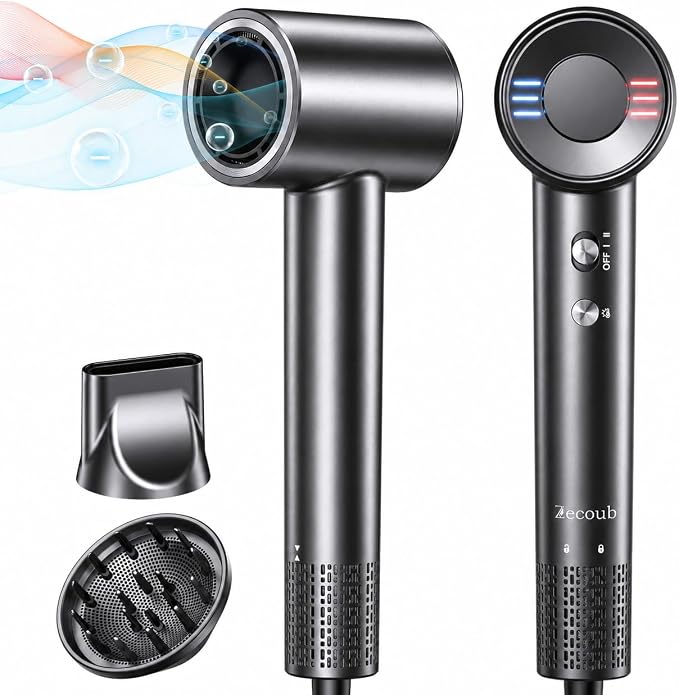 Dual Voltage Travel Hair Dryer, 170,000 RPM High-Speed Blow Dryer for Fast Drying,500M Ionic Hairdryer with Diffuser for Women & Men,Thermo-Control & Lightweight,Quiet,European International 100-240V