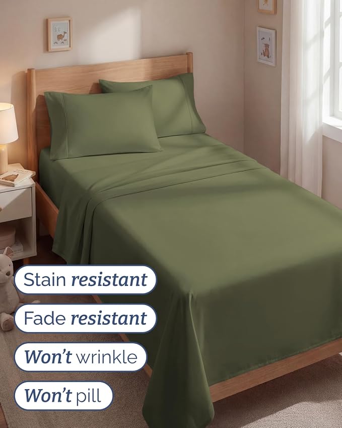 Twin 4 Piece Sheet Set - Comfy Breathable & Cooling - Ultra-Soft Hotel Luxury Bedding Set with 8-16 Inch Deep Pockets - 1 Flat & 1 Fitted Sheet & 2 Pillowcases - Wrinkle Free & Easy Care - Sage Green