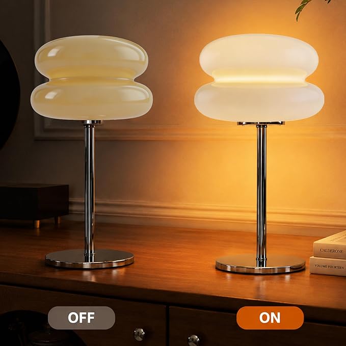 Mushroom lamp, Bedroom Medieval Modern Bedside Table lamp for Night Stands, Vintage dimmable Small Lamps, Cute Cool Desk Lamps Home Room Aesthetic Decor for Living Room(Copper)