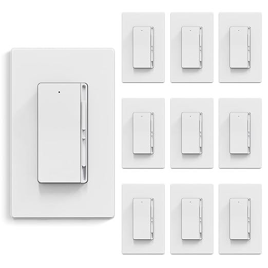 ELEGRP Digital Slide Dimmer Light Switch, Dimmer Switch with Decorative Frameless Design Wallplate for LED/CFL, Incandescent,Halogen Bulbs, Single Pole/3-Way, UL Listed, 10 Pack, Matte White
