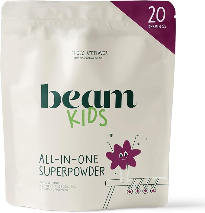 Beam Kids オールインワン スーパーフードパウダー、栄養シェイク、オーガニックグリーン、プロバイオティクス、ビタミン、免疫サポート、腸の健康、スーパーフードドリンク、子供向けデイリー栄養補給、人工甘味料不使用