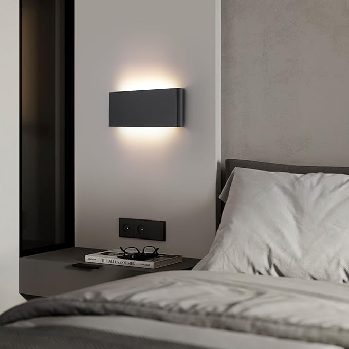5 CCT (3000K-6500K) Adjustable Dimmable Wall Lamp 24W Modern Black LED vanity light Up and Down Wall Lighting 21.6 Inch Indoor Wall Sconce for Bedroom Staircase Hallway Dressing Table 2 Pack