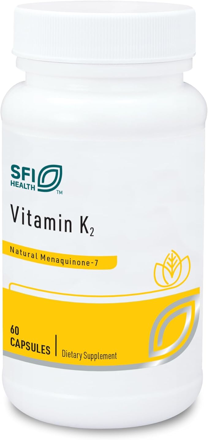 Klaire Labs SFI Health Vitamine K2-50 Microgrammes sous forme de Ménaquinone-7 MK-7, Sans Soja, Gluten ou Produits Laitiers (60 Gélules)