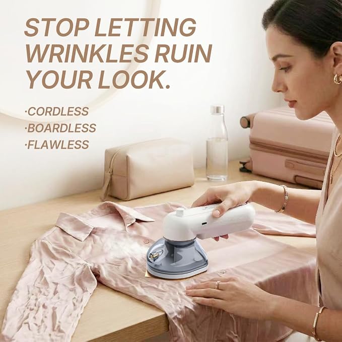Cordless Handheld Iron, Portable Travel Iron Cruise Approved, USB-C Rechargeable Compact Iron for Spray Assist Dry Ironing with Precision Tip for Clothes，2026 Upgrade
