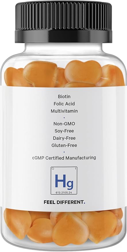 Codeage Hair Gummies, Biotine 5000 mcg, Vitamines gommes sans sucre pour la croissance A, C, B6, B12, D3, Zinc, Inositol, Femmes et Hommes, Acide pantothénique et folique, Ongles, Peau, Saveur Fraise Noix de coco, 60 gommes
