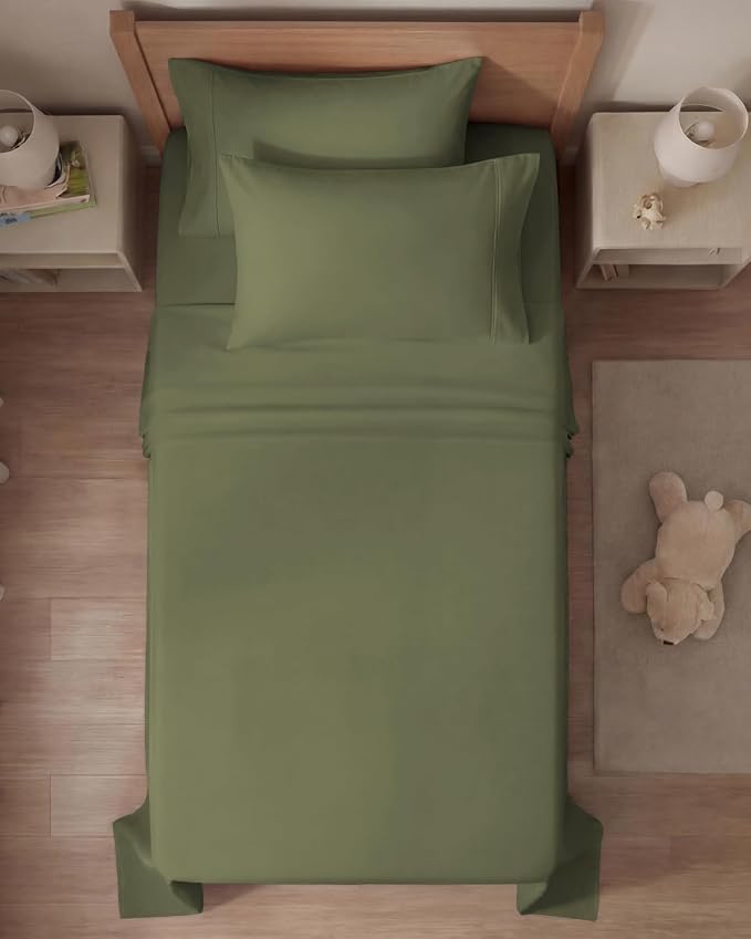 Twin 4 Piece Sheet Set - Comfy Breathable & Cooling - Ultra-Soft Hotel Luxury Bedding Set with 8-16 Inch Deep Pockets - 1 Flat & 1 Fitted Sheet & 2 Pillowcases - Wrinkle Free & Easy Care - Sage Green