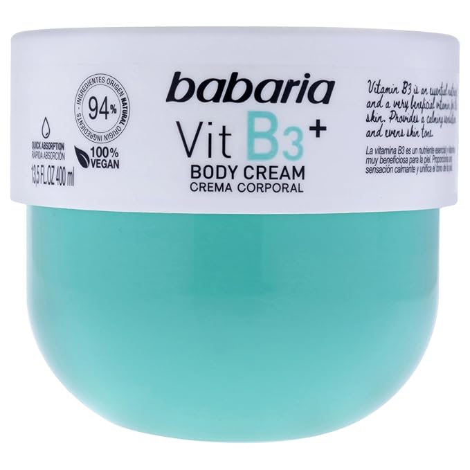 Babaria ビタミンB3+ ボディクリーム、24時間保湿、敏感肌・アトピー肌用、必須栄養素 400ml