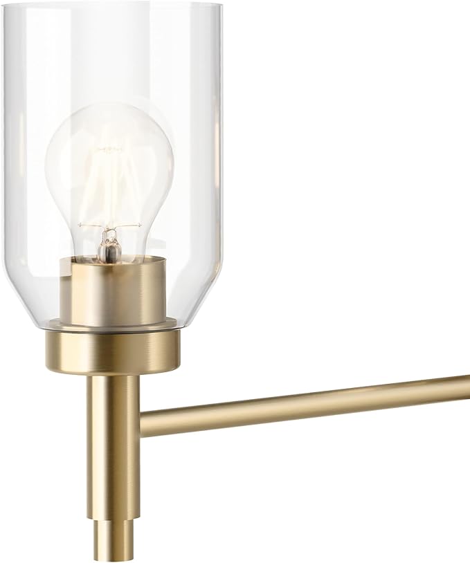 Kichler Madden 4-Light Bathroom Vanity Light Fixture with Clear Glass Shades in Champagne Bronze, Modern Wall Mount for Single or Double Vanity Over Mirror (10.5" x 34"), 55186CPZ