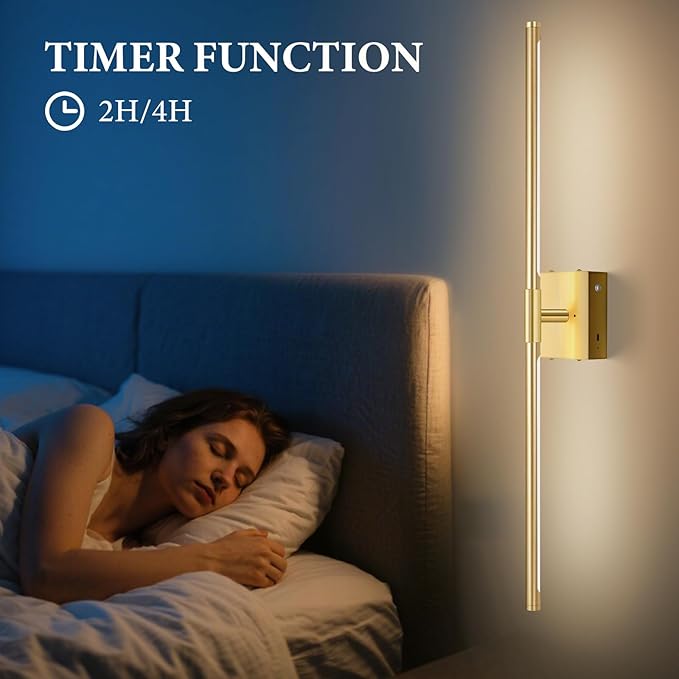 SAIMAND Wireless Sconces Set of 2 Battery Operated,8000mAh USB Rechargeable Wall Light with Remote Control,3000K-6000K LED Dimmable Wall Lamp for Living Room, Hallway, Bedroom (Gold)