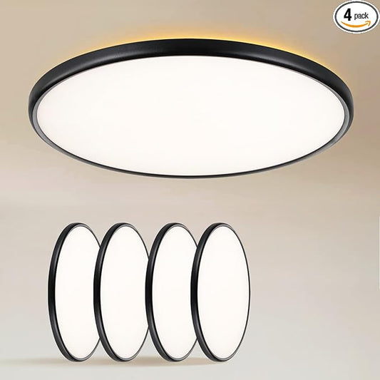 TALOYA 18" Flush Mount LED Ceiling Light,36W 5CCT,Dimmable,4-Pack Black | Ultra Slim Low Profile Round Ceiling Light Fixture for Bedroom,Living Room,Kitchen