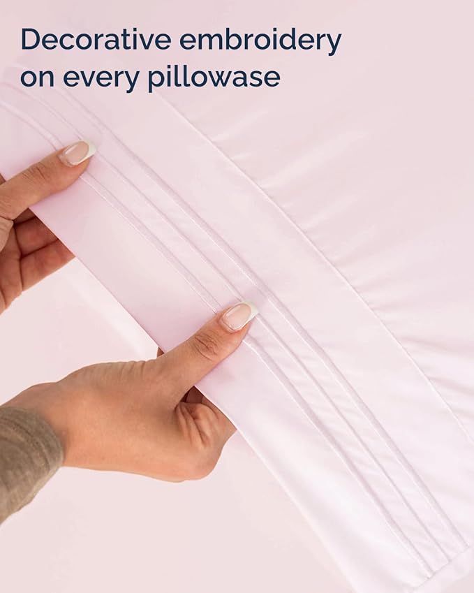 Twin XL 4 Piece Sheet Set - Comfy Breathable & Cooling - Soft Hotel Luxury Bedding Set with 8-16 Inch Deep Pockets - 1 Flat & 1 Fitted Sheet & 2 Pillowcases - Wrinkle Free & Easy Care - Lavender Pink