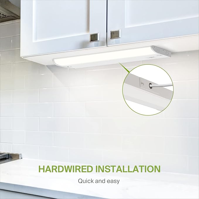 ASD LED Under Cabinet Lighting, 24 inch 12W 822 LM, Dimmable Hardwired Under Cabinet Lights for Kitchen, 3000K Soft/4000K Cool/5000K Daylight, Under Counter Light Fixtures, ETL, White, Bullnose Design
