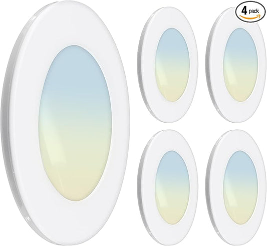 Feit Electric 4" LED Canless Recessed Downlight with Night Light Mode and Integrated J-Box, 75W EQ, Dimmable, 5CCT Selectable White, 90 CRI, 850 Lumens, 45-Year Lifetime, LEDR4XT/HO/NL5CCTCA4, 4 Pack