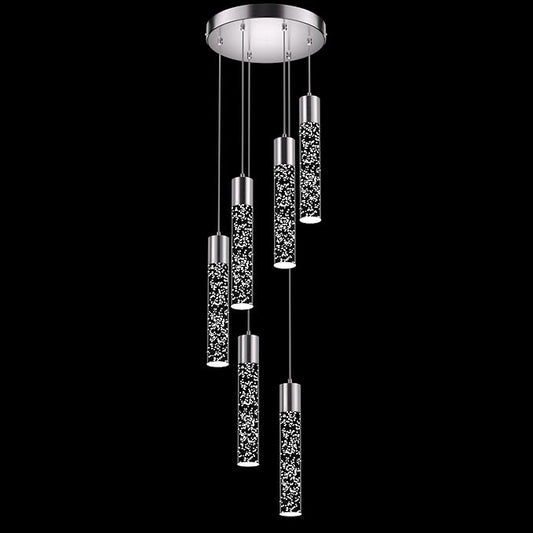 Pendant Lights Kitchen Island, 3000K-6500K Modern Kitchen Island Lights, Ceiling Lighting Fixtures with Crystal Bubble, 3 Color Integrated LED Hanging Light Brushed Nickel 1 Pack(6-Light)