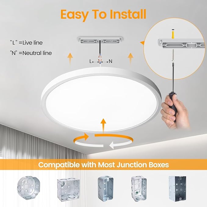 TALOYA 6-Pack 10 Inch Flush Mount LED Ceiling Light Fixture, 5CCT, White | 100–240 VAC Input,Edge-Lit Low Profile Round Design Ideal for Bedroom,Bathroom,Kitchen,Laundry,Closet