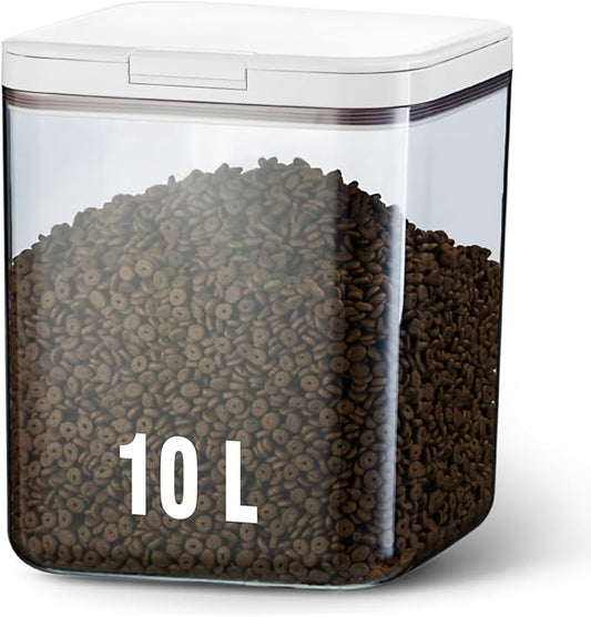 Airtight Dog Food Storage Container 15lb / 11L – Pet Food Storage Bin with Lids, Cat Treat Jar, BPA Free, Dry Boxs, Rice Storage Container for Flour, Cereal & Grain, White