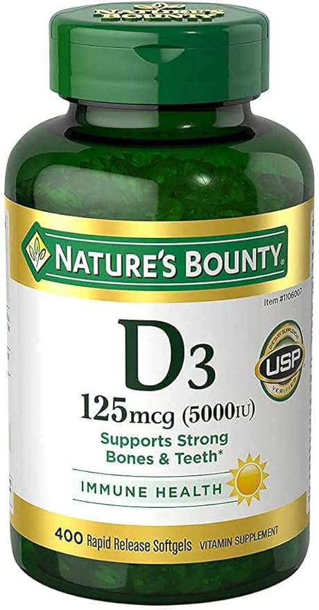 Nature's Bounty 免疫サポート ビタミンD3 5000IU 迅速放出 ソフトジェル400粒