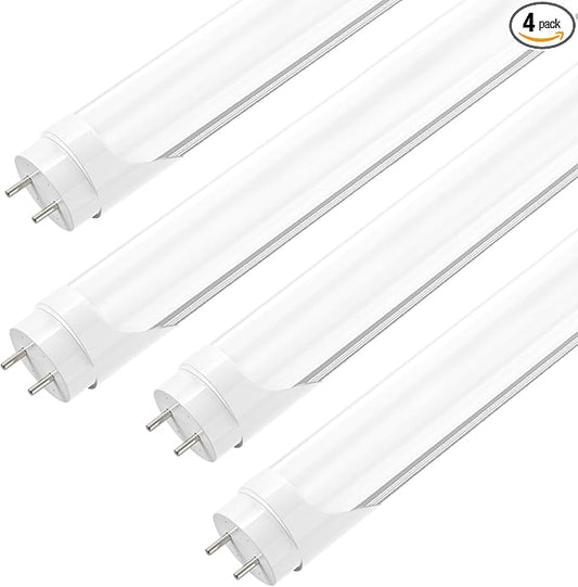 JESLED T8 LED Bulbs 4 Foot, 24W 3200LM,6000K, Type A+B T10 T12 Fluorescent Light Bulbs, Plug and Play or Ballast Bypass, Single or Double End Powered, for Office, Garage, 4-Pack