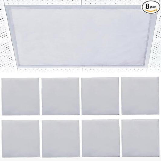 Torixqi 8 Pcs Fluorescent Light Covers for Ceiling Lights Classroom, Magnetic Light Filters, Fluorescent Light Diffuser Covers for Office, Hospitals, Home 4 x 2 Feet (grey)