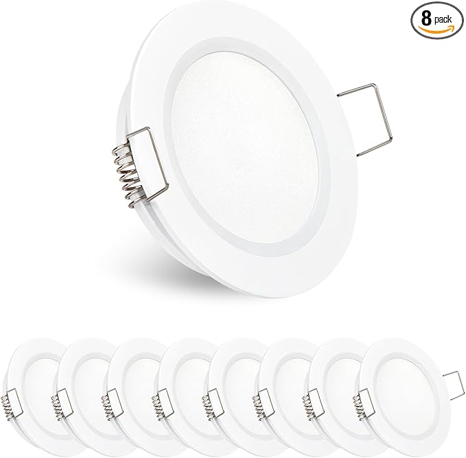 8 Pack 12 Volt LED Puck Light 2.75” RV Recessed Mount Ceiling Light for Camper Van Truck Boat Interior Ceiling Kitchen Cabinet Lighting CRI 93 (Pearly White/Warm White)