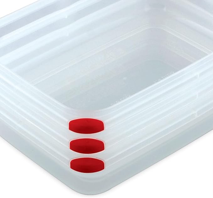 Sterilite Ultra-Seal 16 Cup Rectangle, Airtight Food Storage Container, Latching Lid, Microwave and Dishwasher Safe, Clear with Blue Gasket, 8-Pack