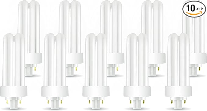 Circle (10 Pack) PLT-26W 830, 4 Pin GX24q-3, 26 Watt Triple Tube, Compact Fluorescent Light Bulb, 3000K Soft White, 10 Count.
