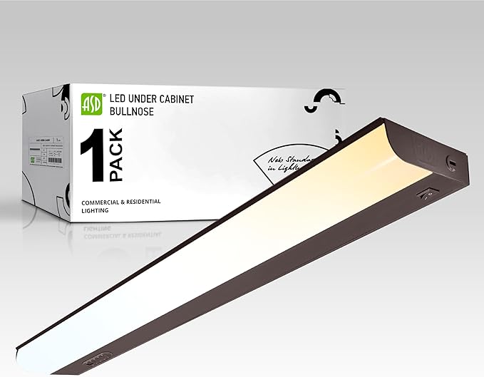 ASD LED Under Cabinet Lighting Hardwired, 24 Inch 12W 2700K-5000K Selectable, 1051LM, CRI90+, Direct Wire Linkable Under Counter Lights for Kitchen, Dimmable Under Cabinet Lights, Bronze, UL Certified