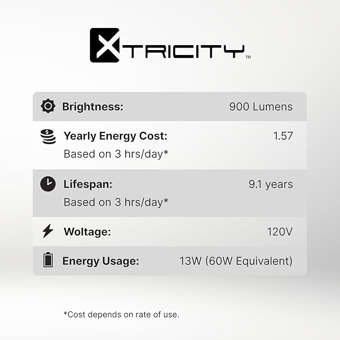 Xtricity Compact Fluorescent Light Bulbs T2 Spiral, E26 Base, 13W (60W Equivalent), 2700k Soft White, 900 Lumens, CFL, 120V - UL Listed, (4 Pack)