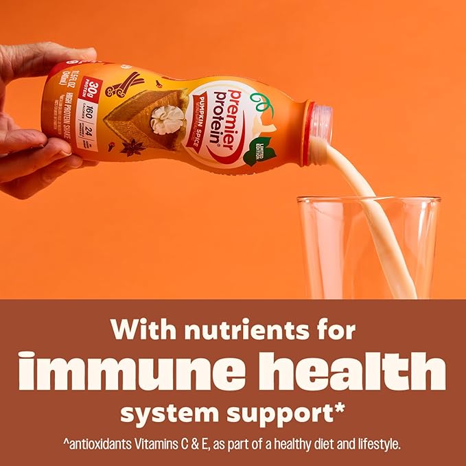 Premier Protein Shake, LIMITED EDITION Pumpkin Spice, 30g Protein, No Added Sugar, 24 Vitamins & Minerals to Support Immune Health, 11.5 fl oz (24 Pack)