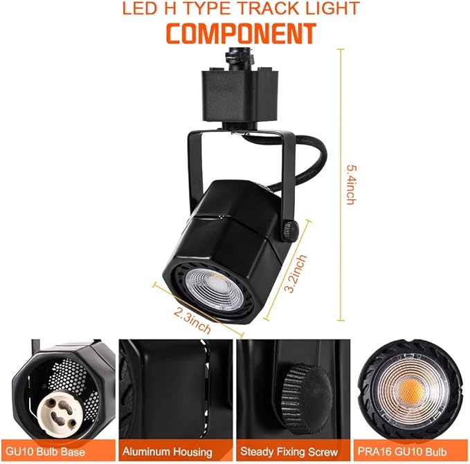 10W LED Track Lighting Heads,Dimmable LED Track Light Heads H Type Track Lights Fixtures for Accent Task Wall Kitchen,Retail, Grocery, 36° 6 Pack(3000K Warm White)