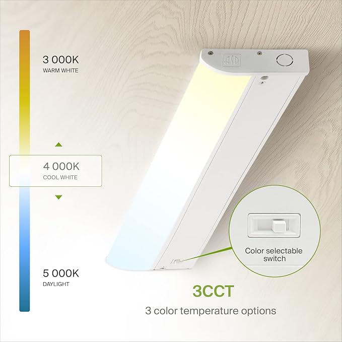 ASD LED Under Cabinet Lighting, 24 inch 12W 822 LM, Dimmable Hardwired Under Cabinet Lights for Kitchen, 3000K Soft/4000K Cool/5000K Daylight, Under Counter Light Fixtures, ETL, White, Bullnose Design