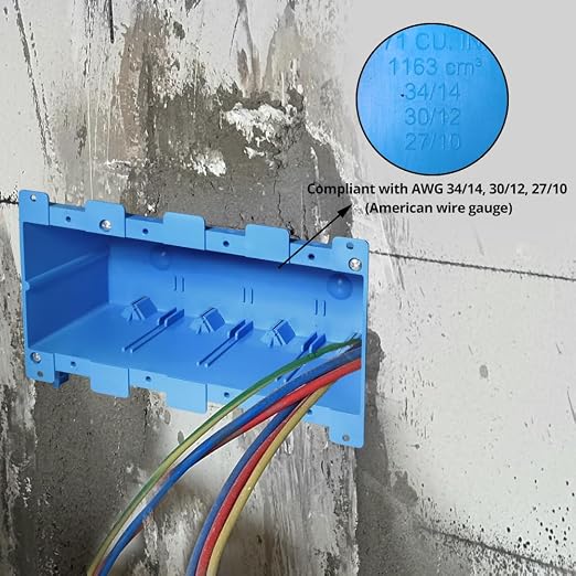 4 Gang Old Work Electrical Box,Blue,71 Cu.in.Switch/Outlet Box,7-3/4-Inch Length by 5-1/3Inch Width by 3-1/2Inch Depth,PVC Old Work Outlet Box for Constructions, ETL Certified(12 Pack)