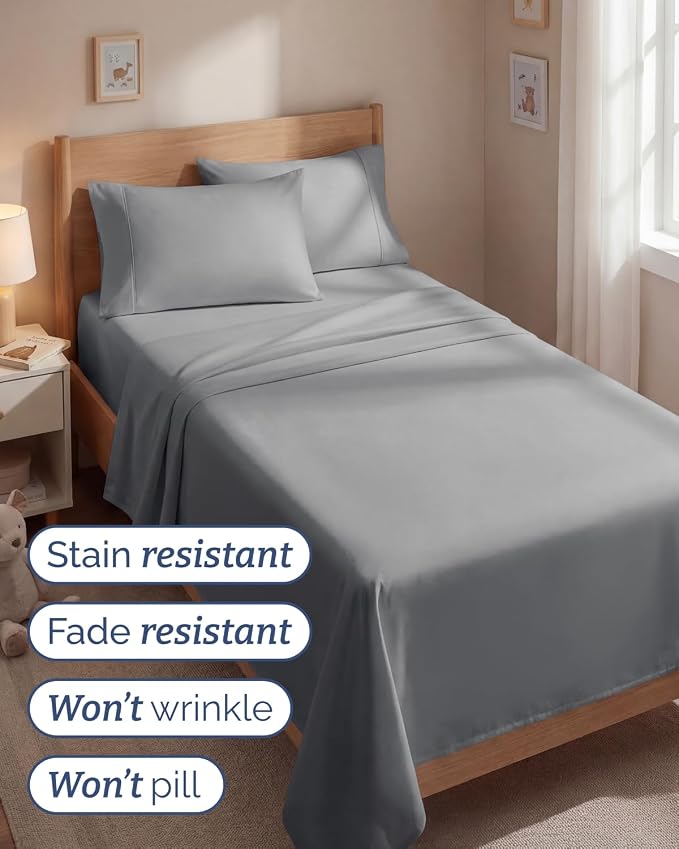 Twin 4 Piece Sheet Set - Comfy Breathable & Cooling - Ultra-Soft Hotel Luxury Bedding Set with 8-16 Inch Deep Pockets - 1 Flat & 1 Fitted Sheet & 2 Pillowcases - Wrinkle Free & Easy Care - Steel Blue