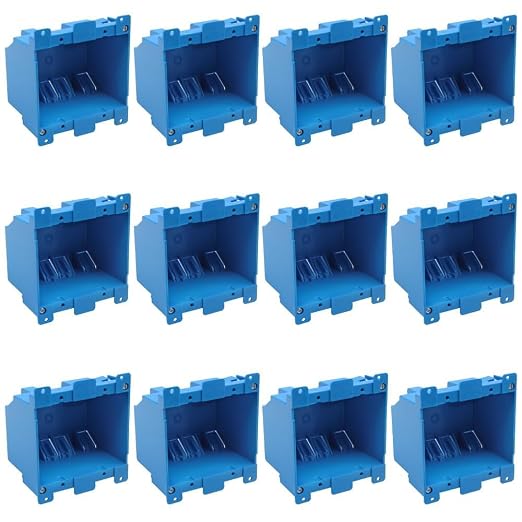 XGGYA3 by 4 Blue Outlet Box Double Gang,Old Work Electric Box,4-1/5-Inch Length by 4-Inch Width by 2-3/4-Inch Depth,PVC Old Work Outlet Box for Constructions(Pack of 12)