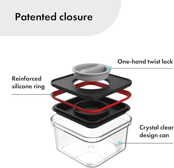 Neoflam Smart Seal Patent Airtight Kitchen Pantry Canister/Organizer Clear Plastic Container with Simple Twist Lids, Leak Proof, Dishwasher Safe, BPA Free, Cereal, Flour, Dry Food Storage 4 Piece Set