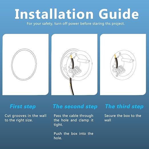 Round 18 Cubic Inch Outlet Box, PVC Old Work Round Electrical Ceiling Box,4-1/4" Outlet Box,Old Work Non-Metallic Ceiling Box,1-Gang,Blue(12 Pack)