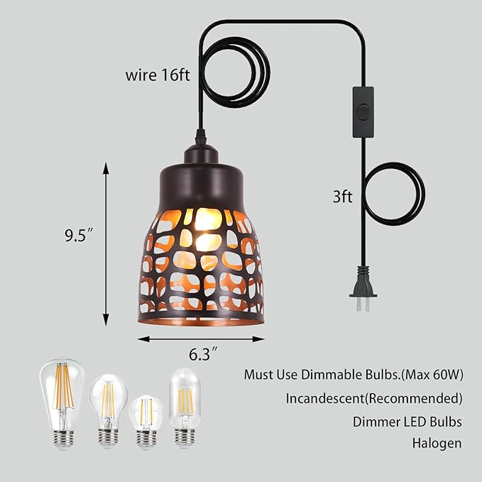 baunoisk Pendant Light Industrial Vintage Pendant Lamp Retro Farmhouse Ceiling Hanging Light Fixture Black Metal Creative Geometric Diamond Shade Pendant Lighting for Kitchen Island